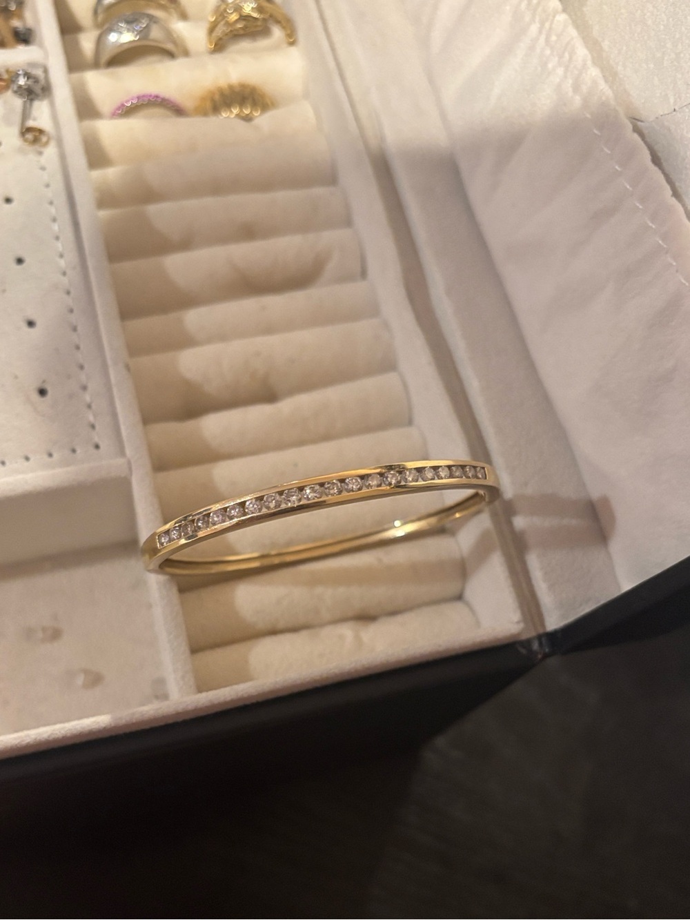 14k yellow gold with lab diamonds bangle bracelet